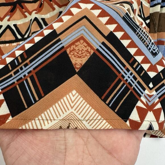 Chico's Multicolor Geometric Chiffon Blouse 3/4 Sleeve Boat Neck Sz S (Chicos 0) - Picture 10 of 14